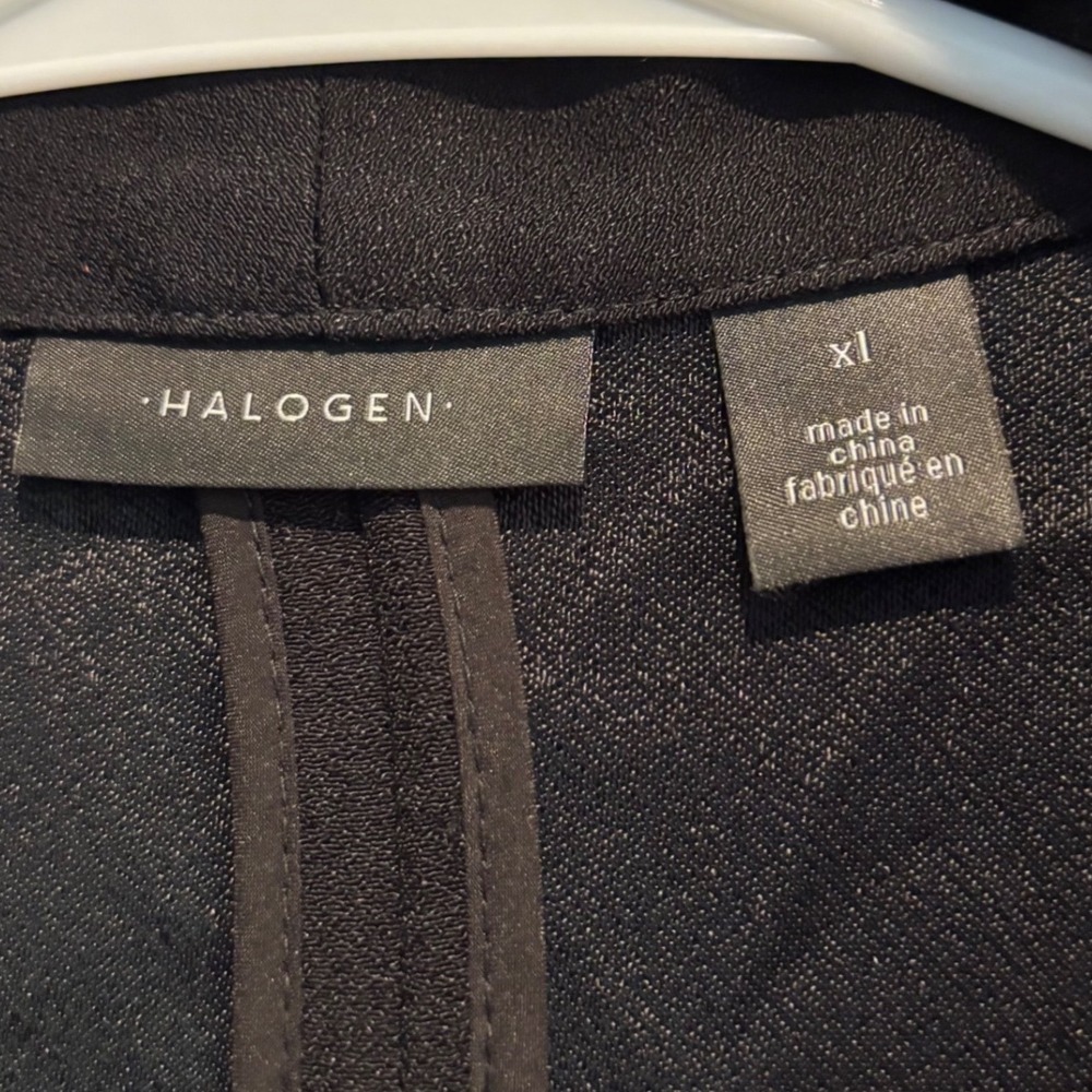 Halogen Womens XL Black Open Front Blazer Ruched 3/4 Sleeve Draped Shawl Collar - Picture 7 of 9